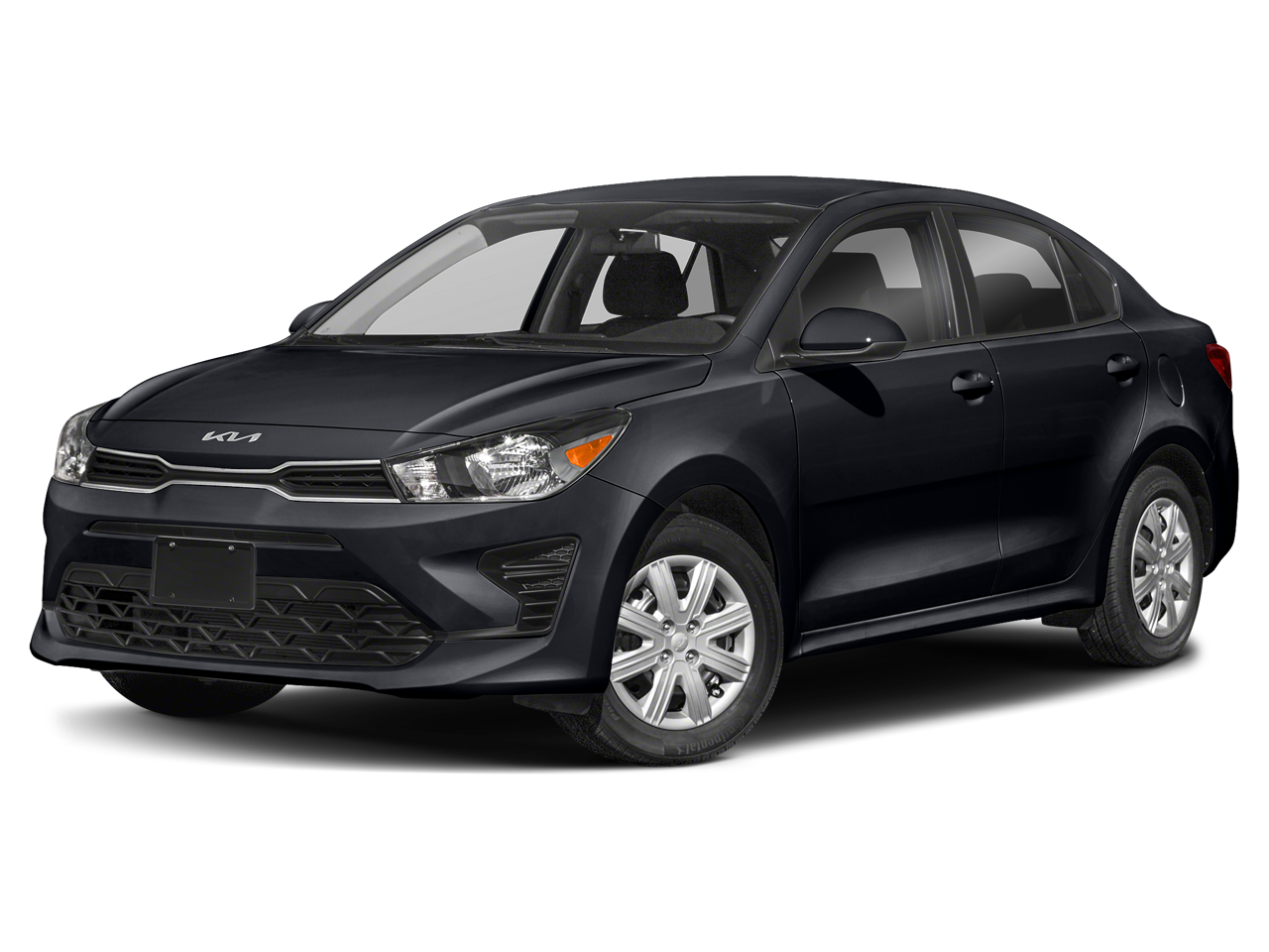2023 Kia Rio LX in Aurora Black — front three-quarter view
