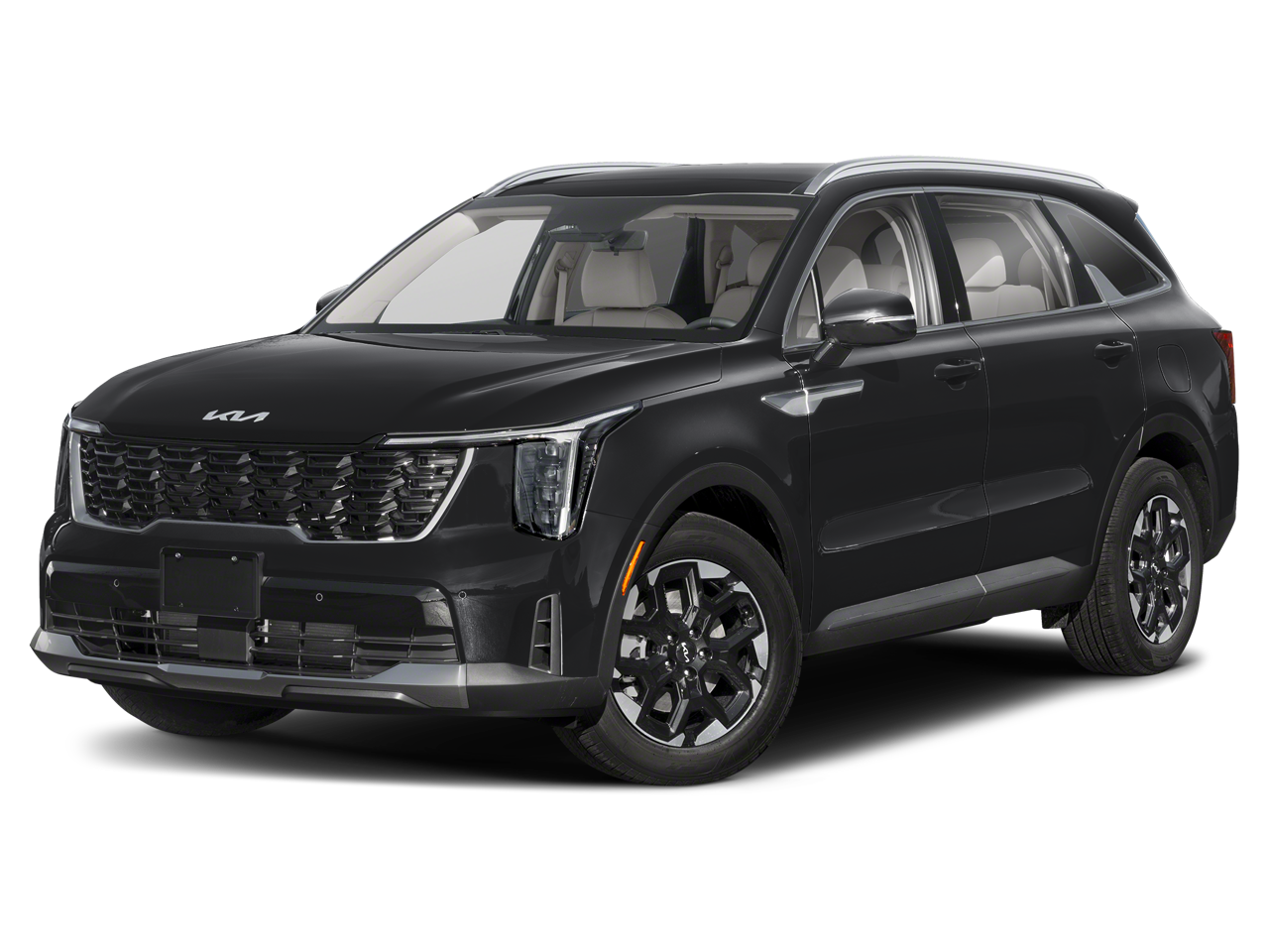 2024 Kia Sorento S in Ebony Black — front three-quarter view