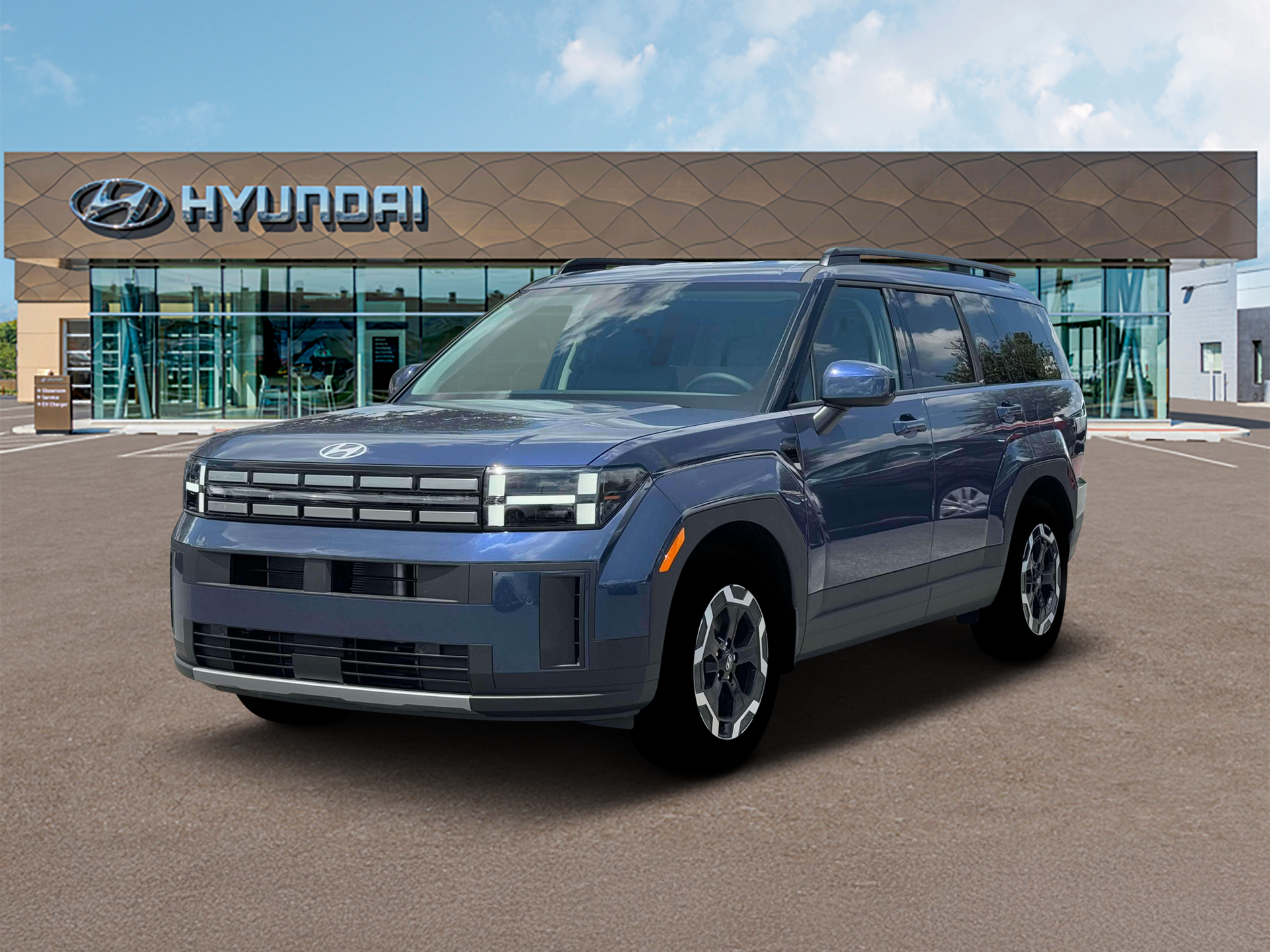2026 Hyundai SANTA FE SEL in Atlantis Blue — front three-quarter view