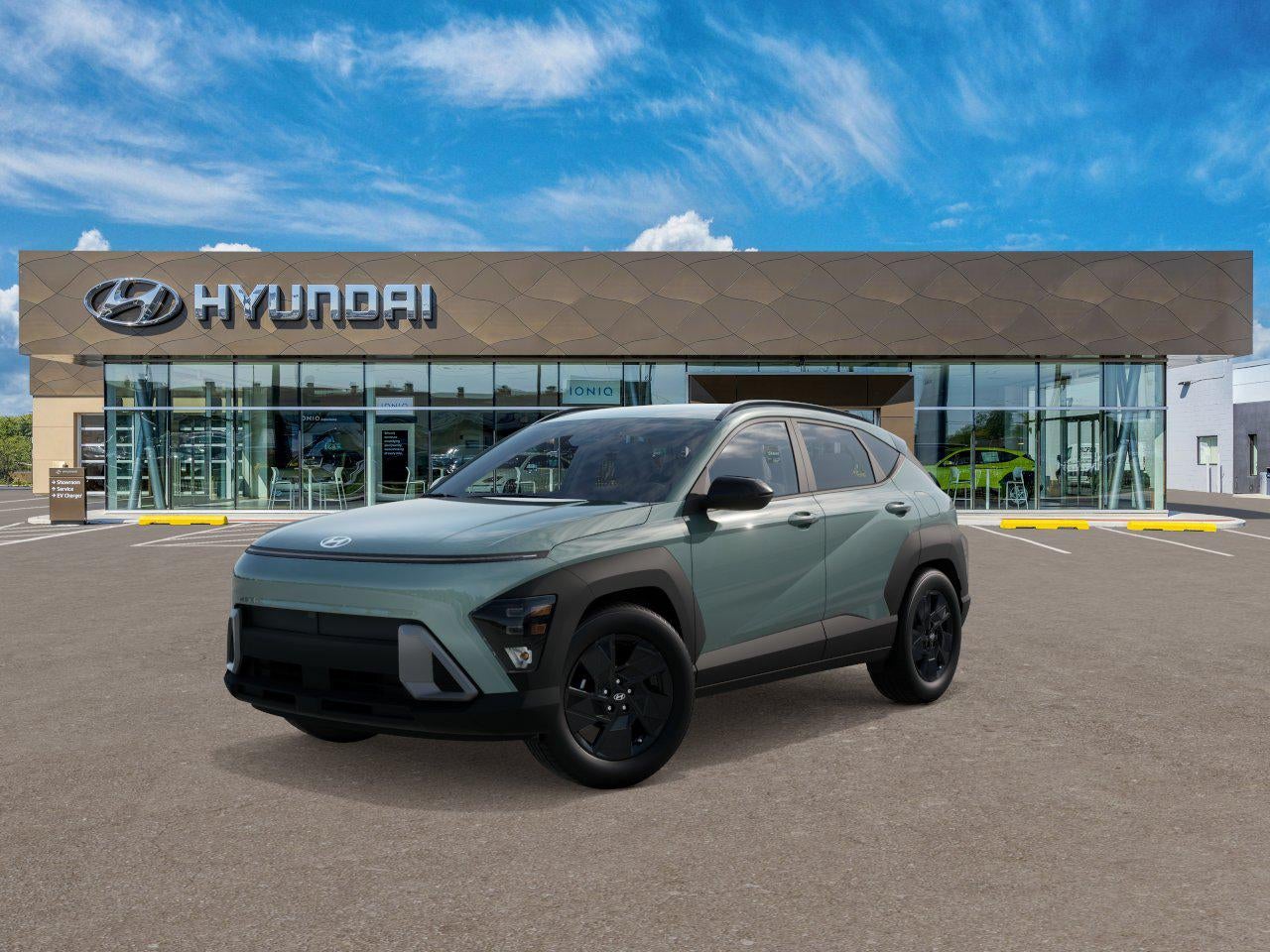 2026 Hyundai KONA SEL Sport in Mirage Green — front three-quarter view
